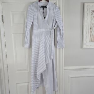 BCBGeneration Long Sleeve Striped Dress in White and Gray